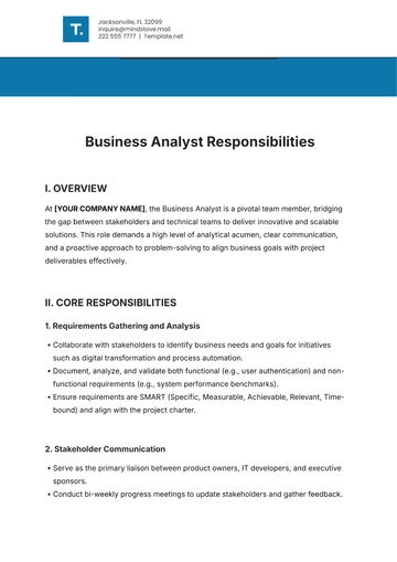 Free Business Analyst Responsibilities Template to Edit Online