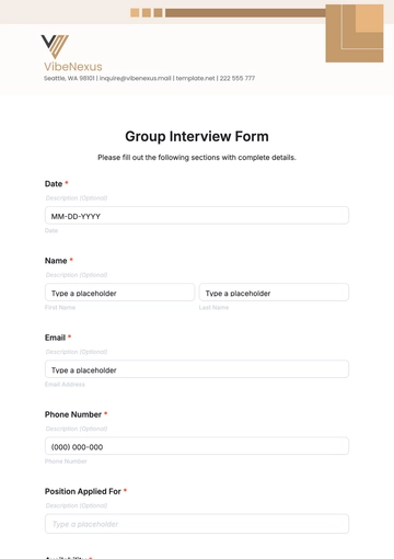 Free Group Interview Form Template to Edit Online