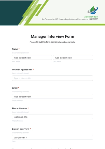 Free Manager Interview Form Template to Edit Online