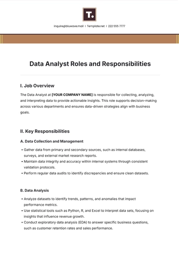 Free Data Analyst Roles and Responsibilities Template to Edit Online