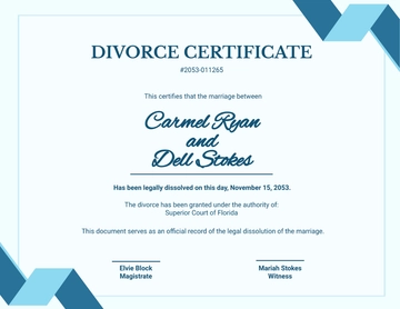 Free Online Divorce Certificate Template to Edit Online
