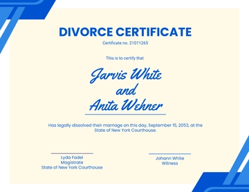 Free Digital Divorce Certificate Template to Edit Online