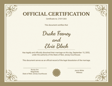 Free Official Divorce Certificate Template to Edit Online