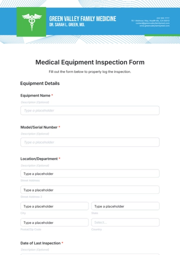 Free Medical Equipment Inspection Form Template to Edit Online