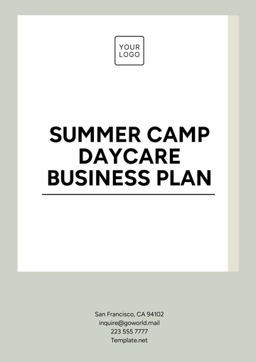 Free Summer Camp Daycare Business Plan Template to Edit Online