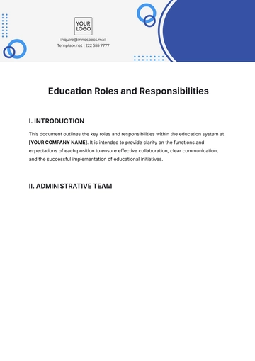Free Education Roles and Responsibilities Template to Edit Online
