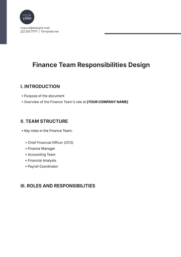 Free Finance Team Responsibilities Design Template to Edit Online