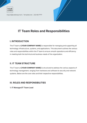 Free IT Team Roles and Responsibilities Template to Edit Online