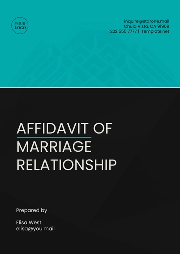 Free Affidavit of Marriage Relationship Template to Edit Online