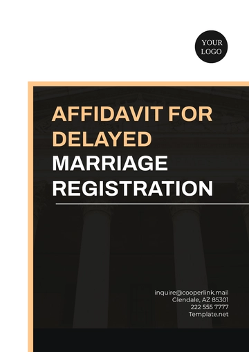 Free Affidavit for Delayed Marriage Registration Template to Edit Online