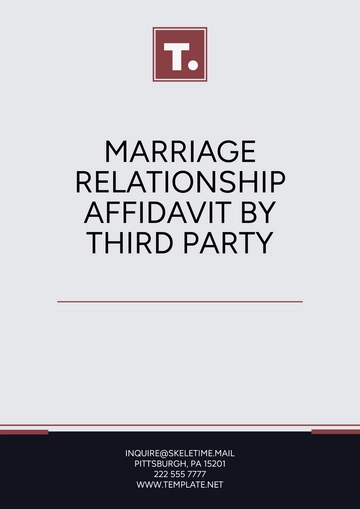 Free Marriage Relationship Affidavit by Third Party Template to Edit Online