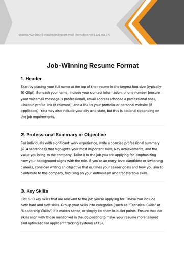Free Job-Winning Resume Format Template to Edit Online