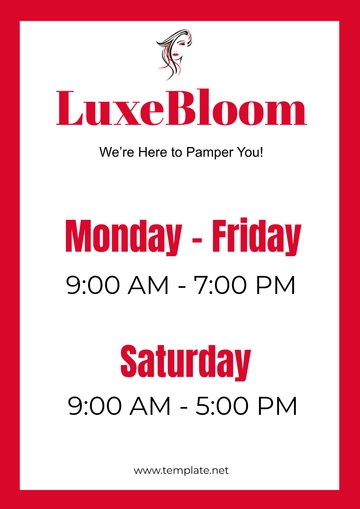 Free Beauty Parlor Opening Hours Sign Template to Edit Online