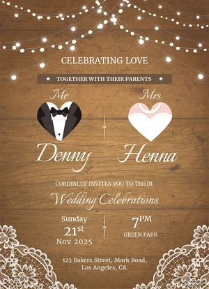 Vintage Wedding Invitation Card Template