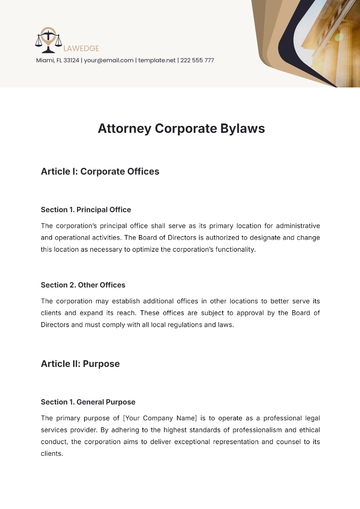 Free Attorney Corporate Bylaws Template to Edit Online