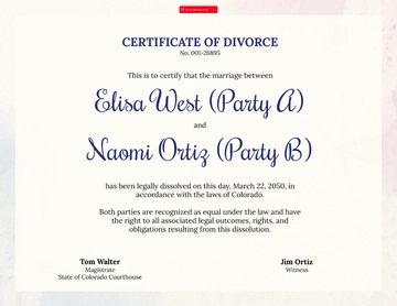Free LGBTQ+ Divorce Certificate Template to Edit Online