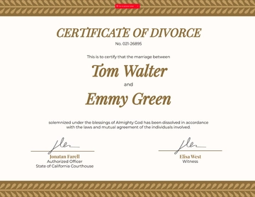 Free Christian Divorce Certificate Template to Edit Online