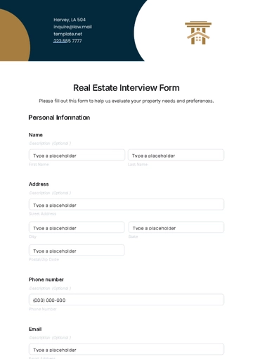Free Real Estate Interview Form Template to Edit Online
