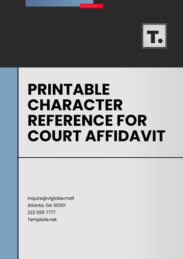 Free Printable Character Reference for Court Affidavit Template to Edit Online