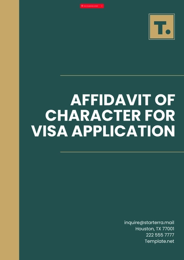 Free Character Affidavit for Visa Application Template to Edit Online