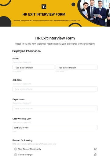 Free HR Exit Interview Form Template to Edit Online