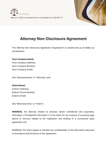 Free Attorney Non-Disclosure Agreement Template to Edit Online