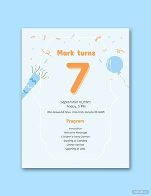 7th Birthday Program Template
