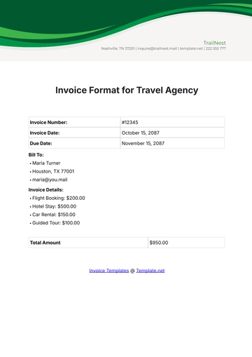 Free Invoice Format for Travel Agency Template to Edit Online