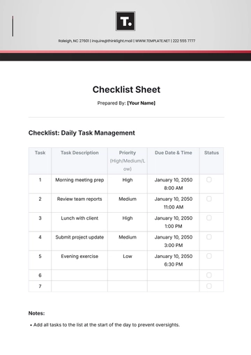 Free Checklist Sheet Template to Edit Online