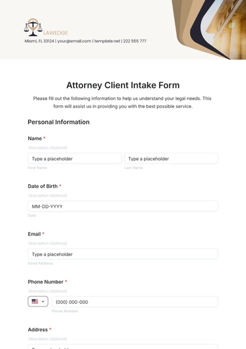 Free Attorney Client Intake Form Template to Edit Online
