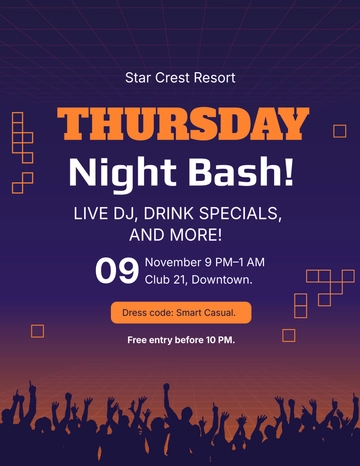 Thursday Night Party Flyer Template - Edit Online & Download