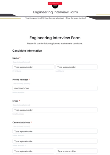 Free Engineering Interview Form Template to Edit Online