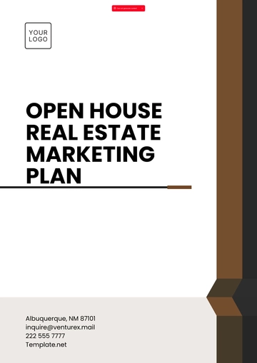 Free Open House Real Estate Marketing Plan Template to Edit Online