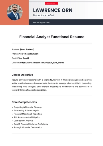 Free Financial Analyst Functional Resume Template