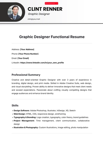 Free Graphic Designer Functional Resume Template