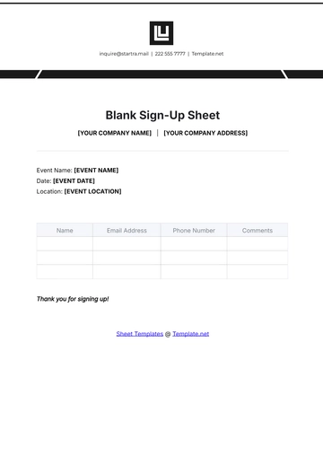 Free Blank Sign-Up Sheet Template to Edit Online