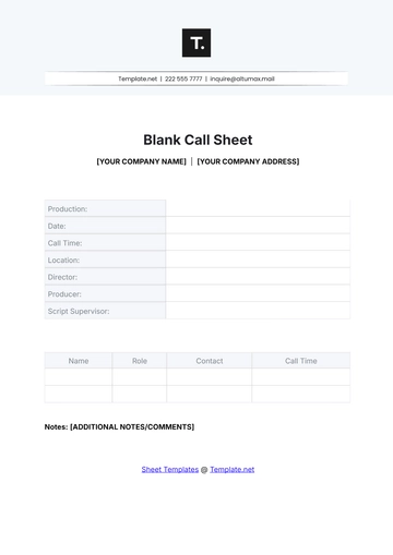 Free Blank Call Sheet Template to Edit Online