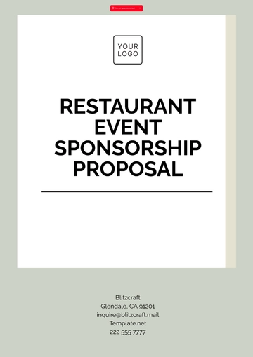 Free Restaurant Event Sponsorship Proposal Template to Edit Online