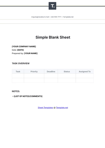 Free Simple Blank Sheet Template to Edit Online