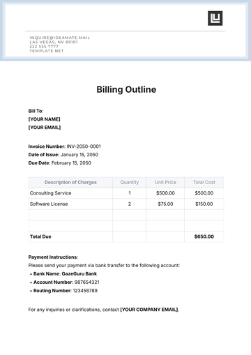 Free Billing Outline Template to Edit Online