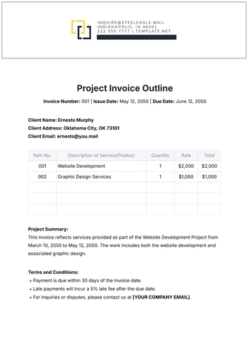 Free Project Invoice Outline Template to Edit Online