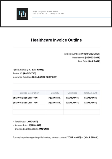Free Healthcare Invoice Outline Template to Edit Online
