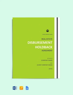 Real Estate Disbursement Hold Back Agreement Template