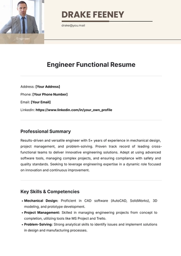 Free Engineer Functional Resume Template