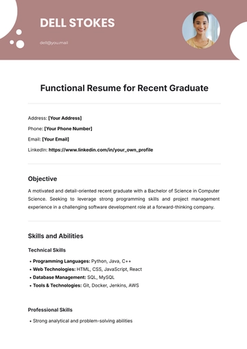 Free Functional Resume for Recent Graduate Template