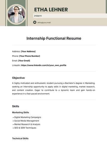 Free Internship Functional Resume Template