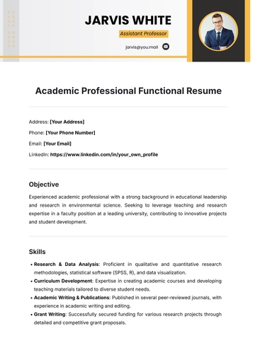Free Academic Professional Functional Resume Template