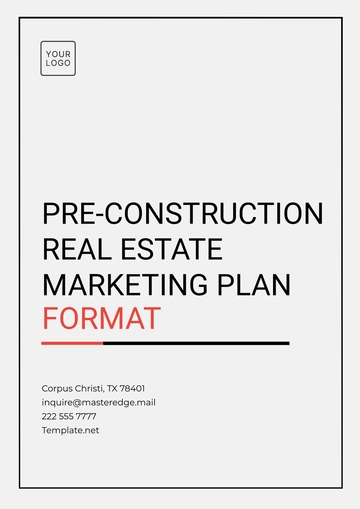 Free Pre-Construction Real Estate Marketing Plan Format Template to Edit Online