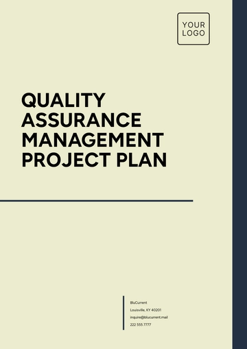 Free Quality Assurance Management Project Plan Template to Edit Online