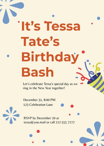 Free New Year???s Eve Birthday Party Invitation Template to Edit Online